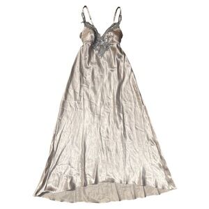 vintage cream and gold lace lingerie slip dress